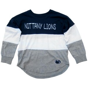 youth girls long sleeve t-shirt Nittany Lions across chest, Penn State Athletic Logo lower left